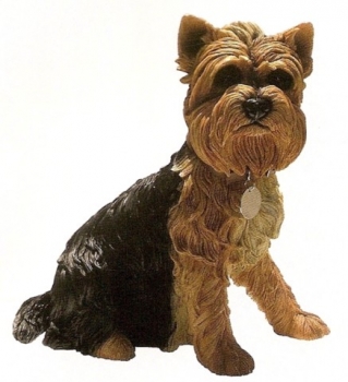 Hundefigur Yorkshire Terrier sitzend mit Halsband