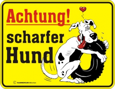 Aluminium Schild Achtung! scharfer Hund