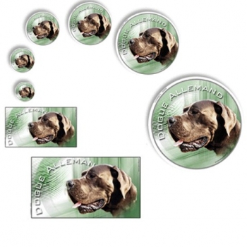 Aufkleber Deutsche Dogge 9 Kopf blau