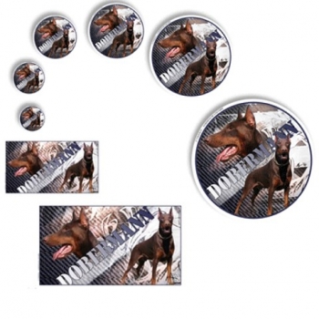 Aufkleber Dobermann 2 braun / rot kupiert