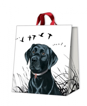 Beschichtete Baumwolltasche Labrador schwarz