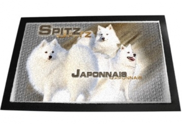 Designer Fussmatte Spitz japonnais / weisser Spitz