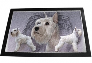 Designer Fussmatte Schnauzer 2 weiss