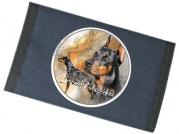 Männer Geldbörse Brieftasche Dobermann 1 schwarz / rot kupiert
