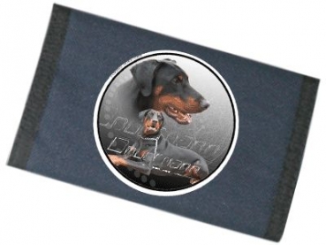 Männer Geldbörse Brieftasche Dobermann 3 schwarz / rot unkupiert