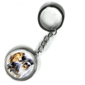Metall Schlüsselanhänger Collie 1 Langhaar