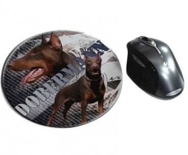 Mousepad Dobermann 2 braun / rot kupiert