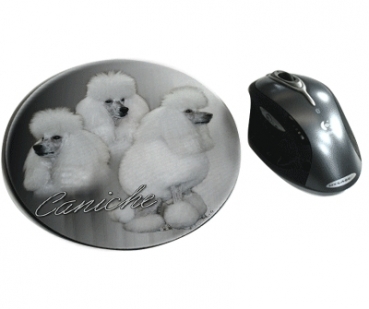 Mousepad Pudel 3 weiss