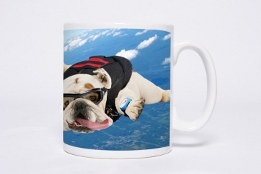 Tasse Motiv Englische Bulldogge Fliegend