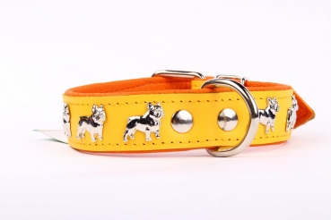 Motiv Halsband Französische Bulldogge 3cm breit Lederhalsband