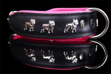 Motiv Halsband Französische Bulldogge 4cm breit Lederhalsband