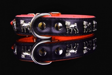 Motiv Halsband Mops Pug 3cm breit Lederhalsband