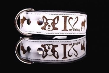 Halsband I Love my French Bulldog Lederhalsband Französische Bulldogge