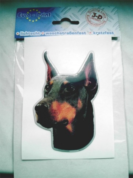 3-D Aufkleber Dobermann Kopf