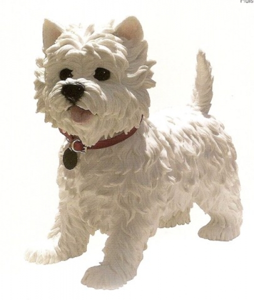 Hundefigur Westie stehend mit rotem Halsband