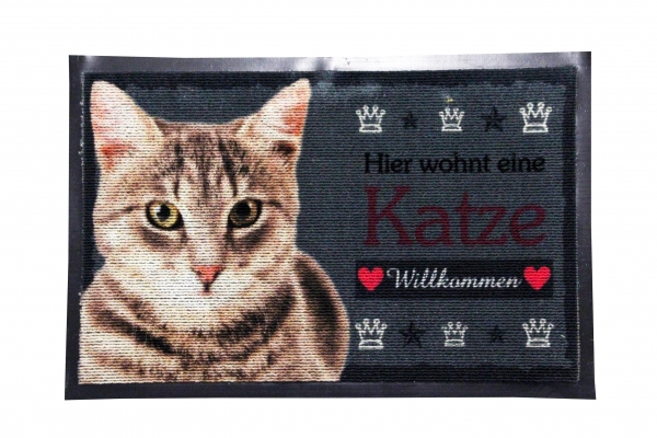 Fussmatte Katze grau Fussabtreter