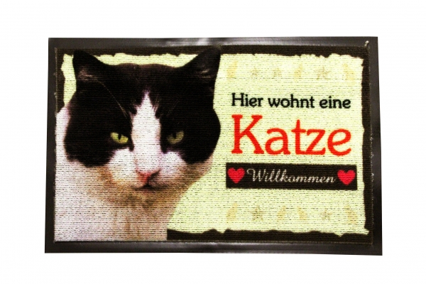 Fussmatte Katze schwarz weiß Fussabtreter