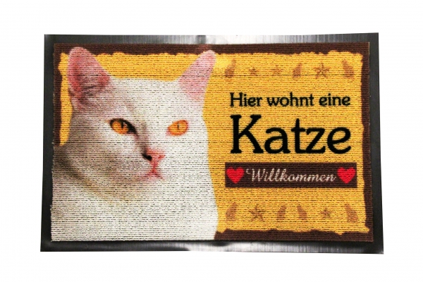 Fussmatte Katze weiß Fussabtreter