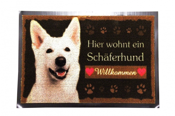 Fussmatte Weisser Schäferhund Weiß Fussabtreter