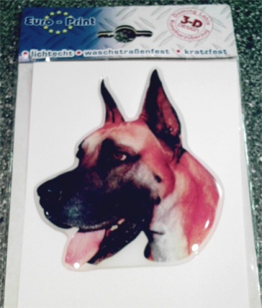 3-D Aufkleber Deutsche Dogge Kopf