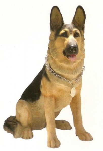 Hundefigur Deutscher Schäferhund sitzend mit Metallhalsband