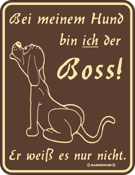 Aluminium Schild Bei meinem Hund bin ich der Boss!