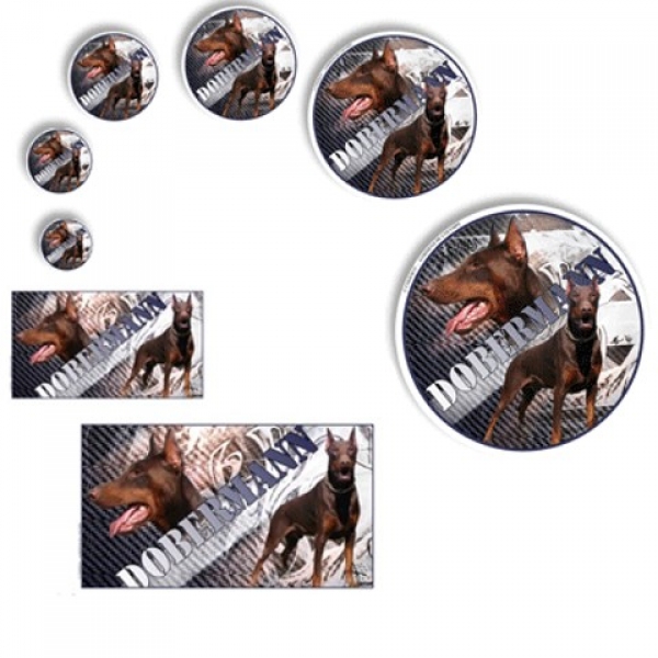 Aufkleber Dobermann 2 braun / rot kupiert