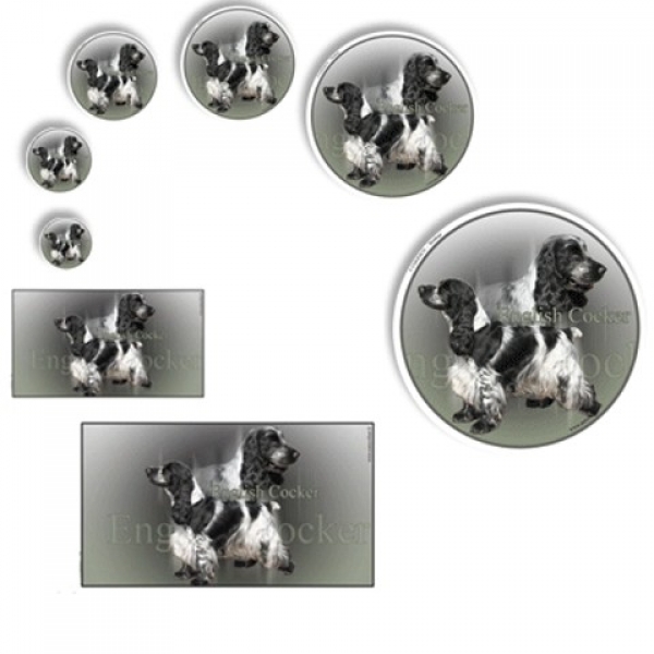 Aufkleber Englisch Cocker Spaniel schwarz-weiss