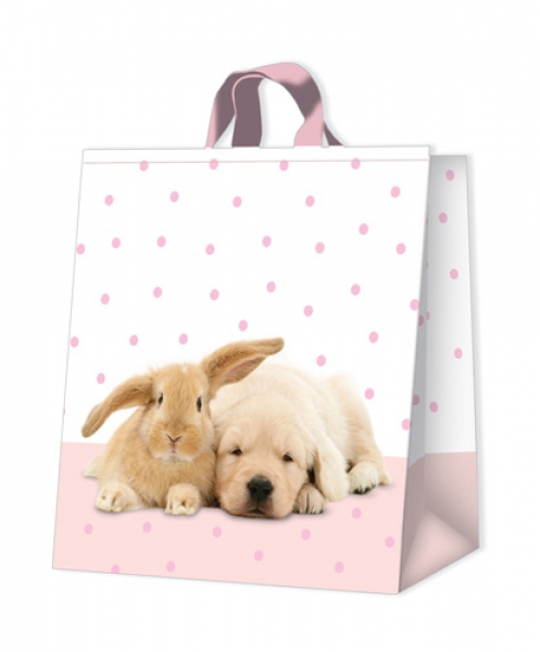 Beschichtete Baumwolltasche Labrador mit Hase