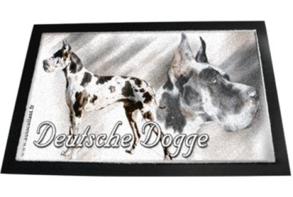 Designer Fussmatte Deutsche Dogge schwarz / weiss 2