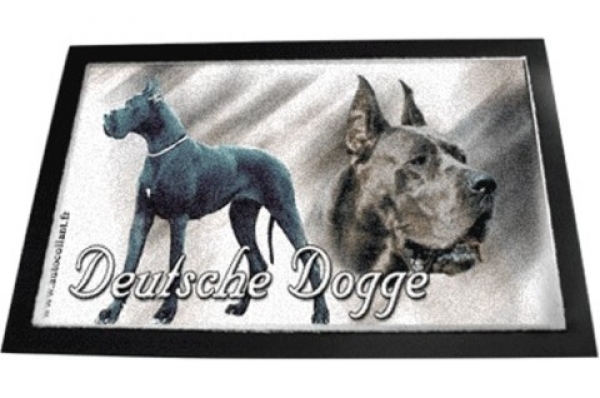 Designer Fussmatte Deutsche Dogge 4 schwarz / blau