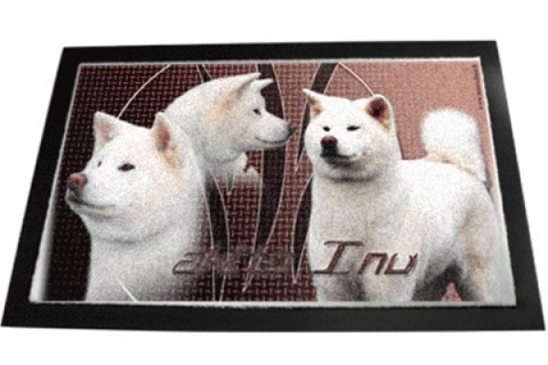 Designer Fussmatte Akita Inu 2 weiss