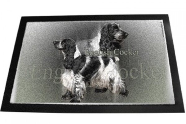 Designer Fussmatte Englisch Cocker Spaniel schwarz-weiss
