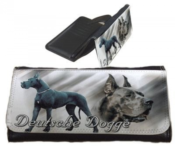 Frauen Geldbörse Brieftasche Deutsche Dogge 4 schwarz / blau