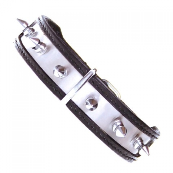 Lederhalsband mit Nieten Steel Plus 2,5 cm breit