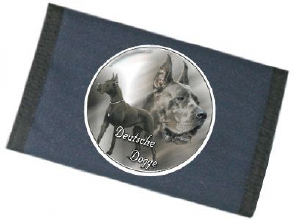 Männer Geldbörse Brieftasche Deutsche Dogge 4 schwarz / blau