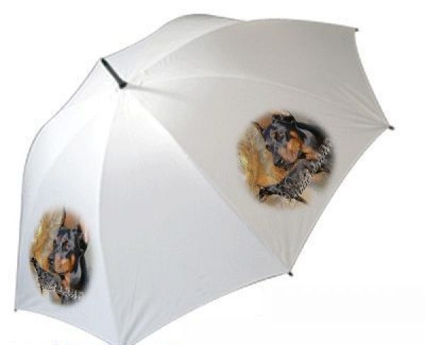 Regenschirm Motiv Dobermann 1 schwarz / rot kupiert