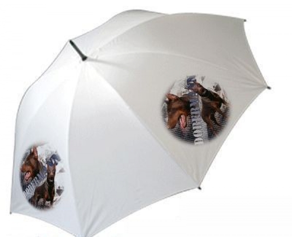 Regenschirm Motiv Dobermann 2 braun / rot kupiert