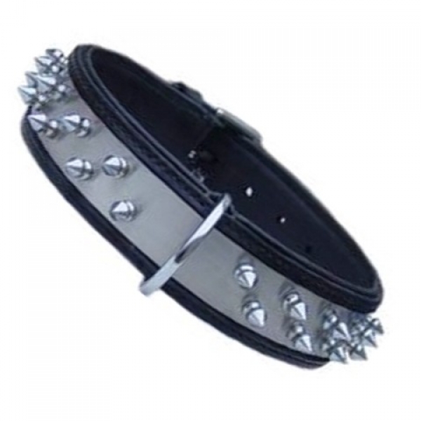 Lederhalsband mit Nieten Steel Plus 4 cm breit