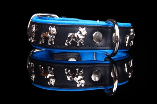Motiv Halsband Französische Bulldogge 3cm breit Lederhalsband